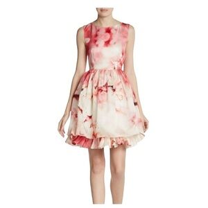 Alice + Olivia Cherry Blossom Silk Flare Dress